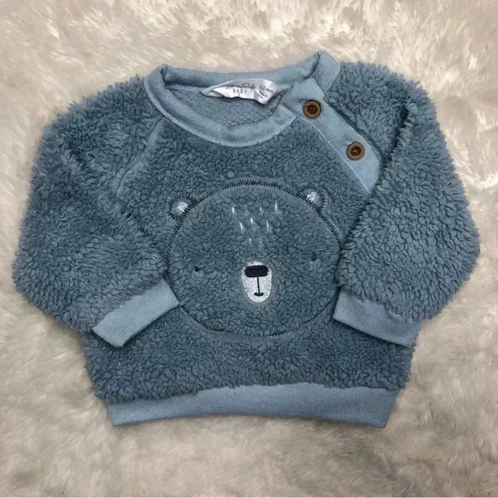 Rene Rofe Baby Sweatshirt Blue Bear  Size 0-3 Months